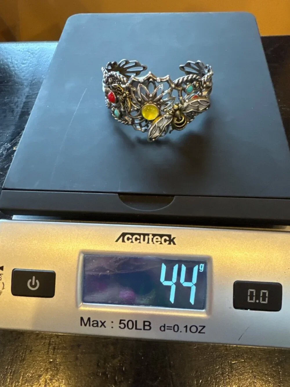 Carolyn Pollack Fritz Casuse 925 Sterling Silver Brass Bumble Bee Gemstone Cuff